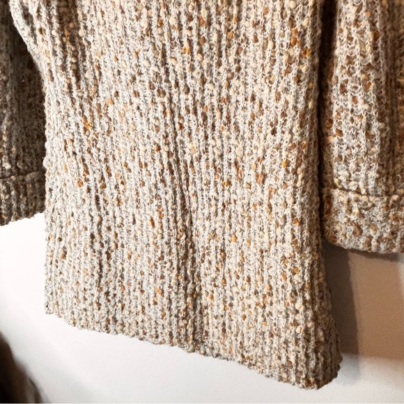 Curio Button Up Cardigan Sweater Size Small Blue Brown Chunky Knit Cowl Neck - Picture 9 of 11
